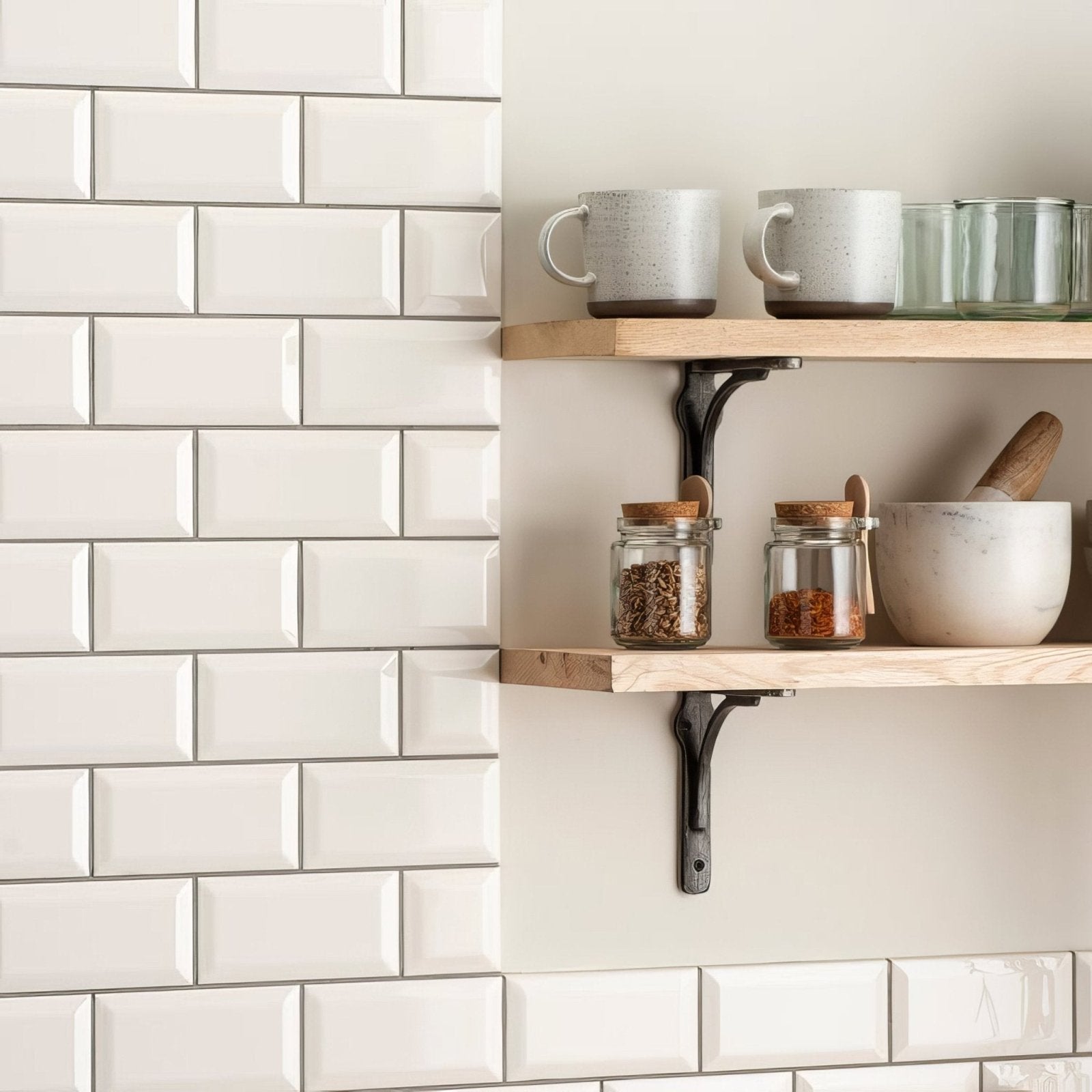 Vintage White Metro Bevelled Tile