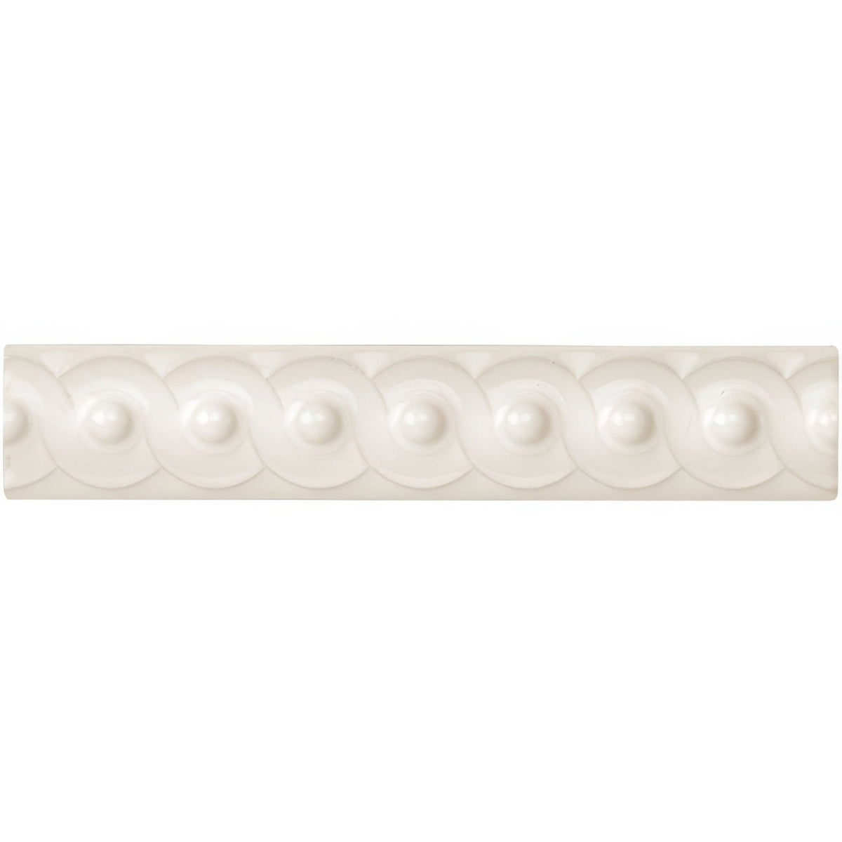 Vintage White Scroll Moulding Ceramic Wall Tile 152x29mm - Gloss