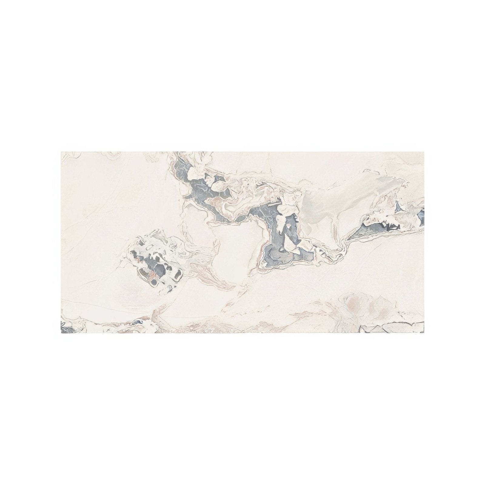 Rectangular slab of volterra babila matt light cream marble with swirling gray and subtle beige veining 60 x 120cm