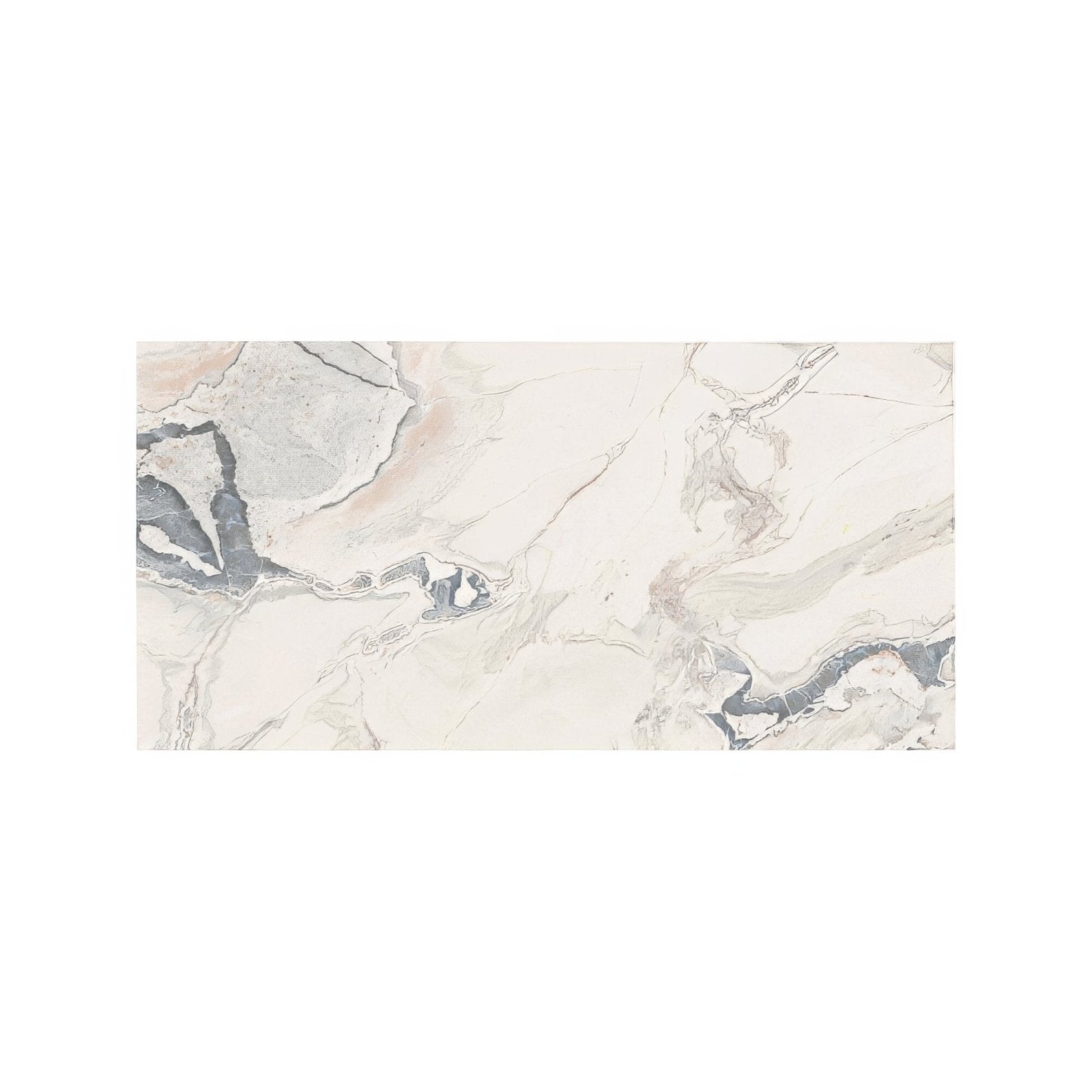 Volterra babila matt 60 x 120cm rectangular ceramic tile with smooth glossy cream and gray marble pattern