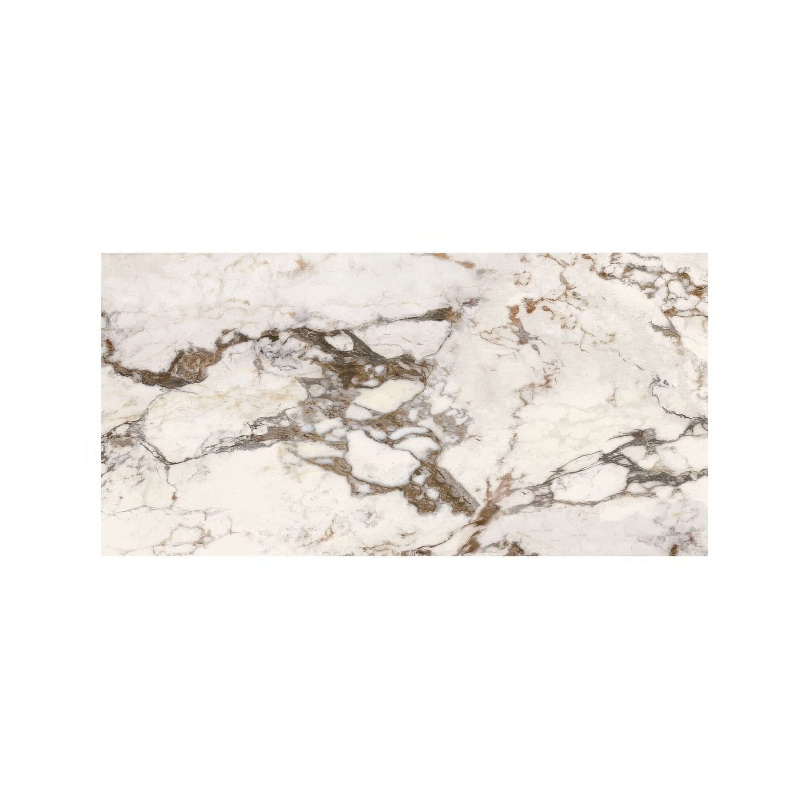 White marble tile volterra tortona matt 60 x 120cm with intricate brown and gray veining for elegant surfaces