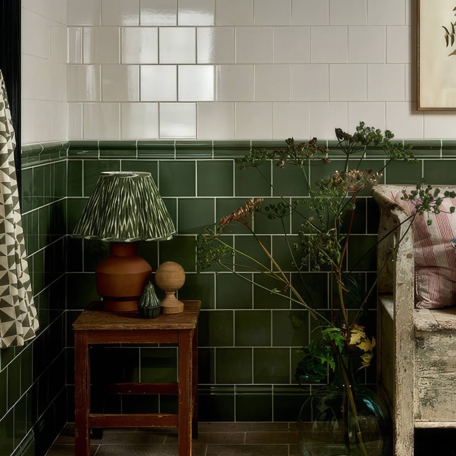 Wall Ceramic Cabbage Green Dado