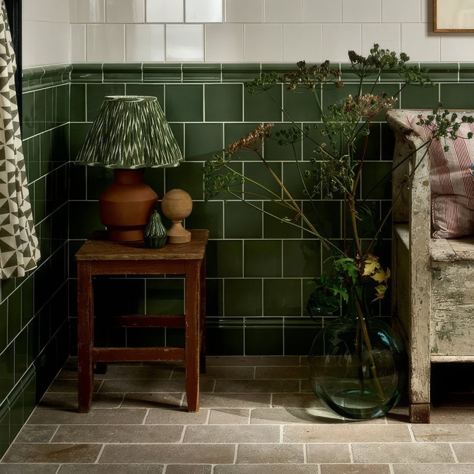 Wall Ceramic Cabbage Green Square Crackle Glaze