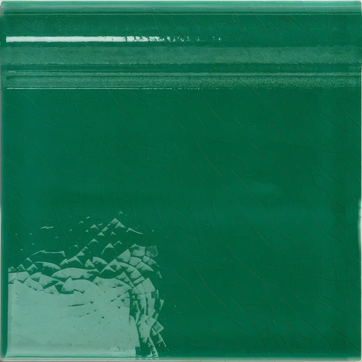 Victorian Style wall ceramic emerald green skirting tile with glossy finish subtle crackled texture and geometric design