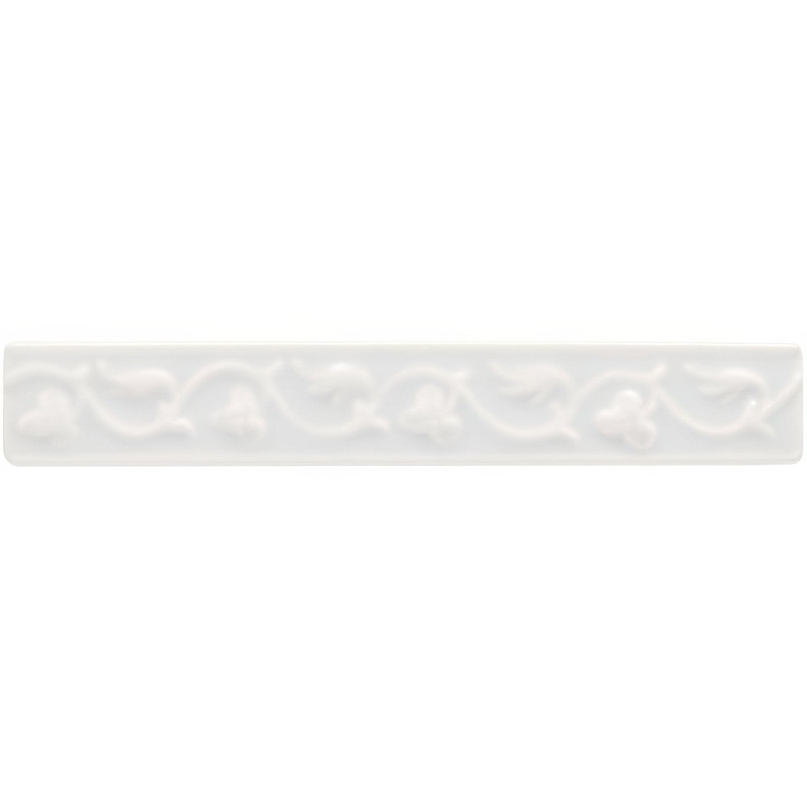 Waveney beaulieu white ceramic tile with embossed floral pattern for decorative wall use