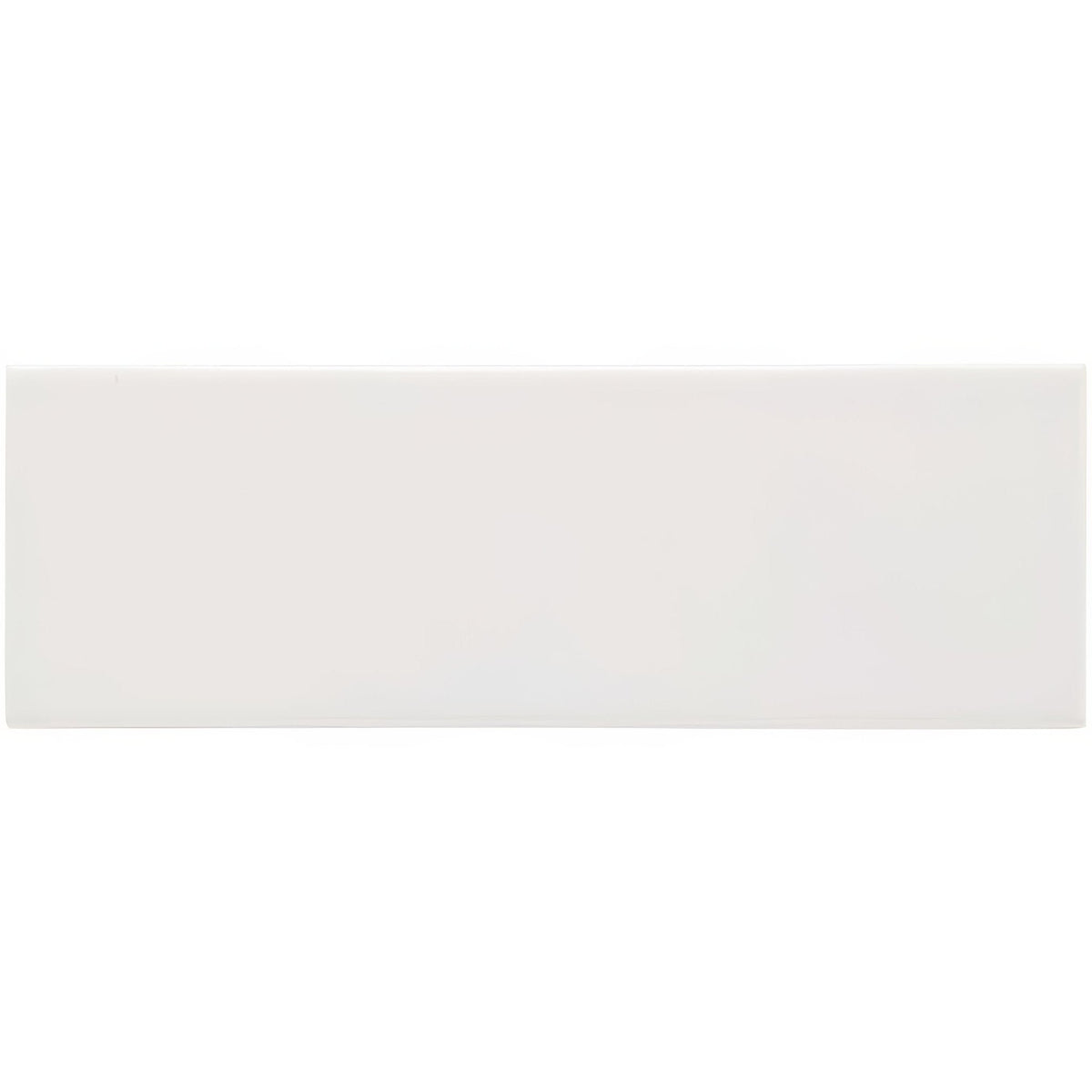 A sleek rectangular white ceramic brick tile waveney with a smooth glossy finish for interior wall use