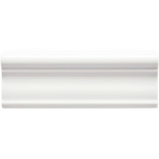 Waveney Hampton white ceramic crown molding with smooth glossy finish and classic profile for elegant interiors