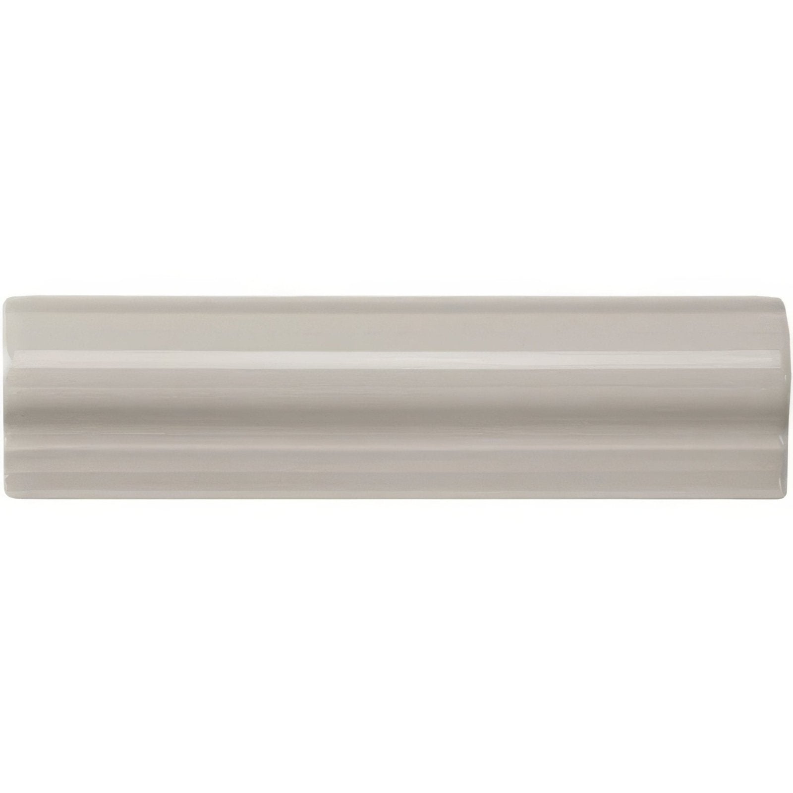 Beige ceramic tile with smooth glossy finish and subtle horizontal ridges for westminster grey albert moulding