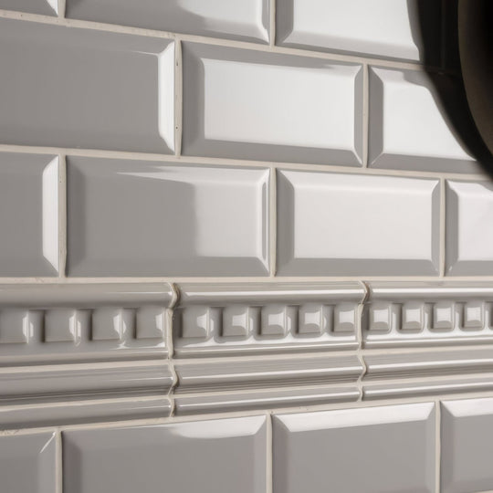 Westminster Grey Dentil Moulding Ceramic Wall Tile 152x50mm - alternate view