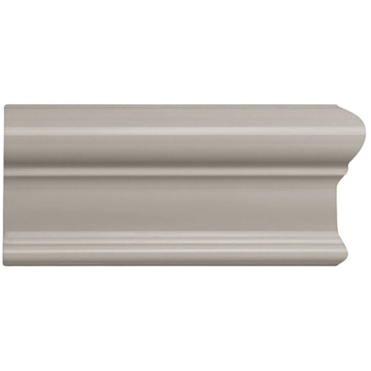 Beige painted wood crown molding with classic ornate profile in westminster grey victoria right corner design