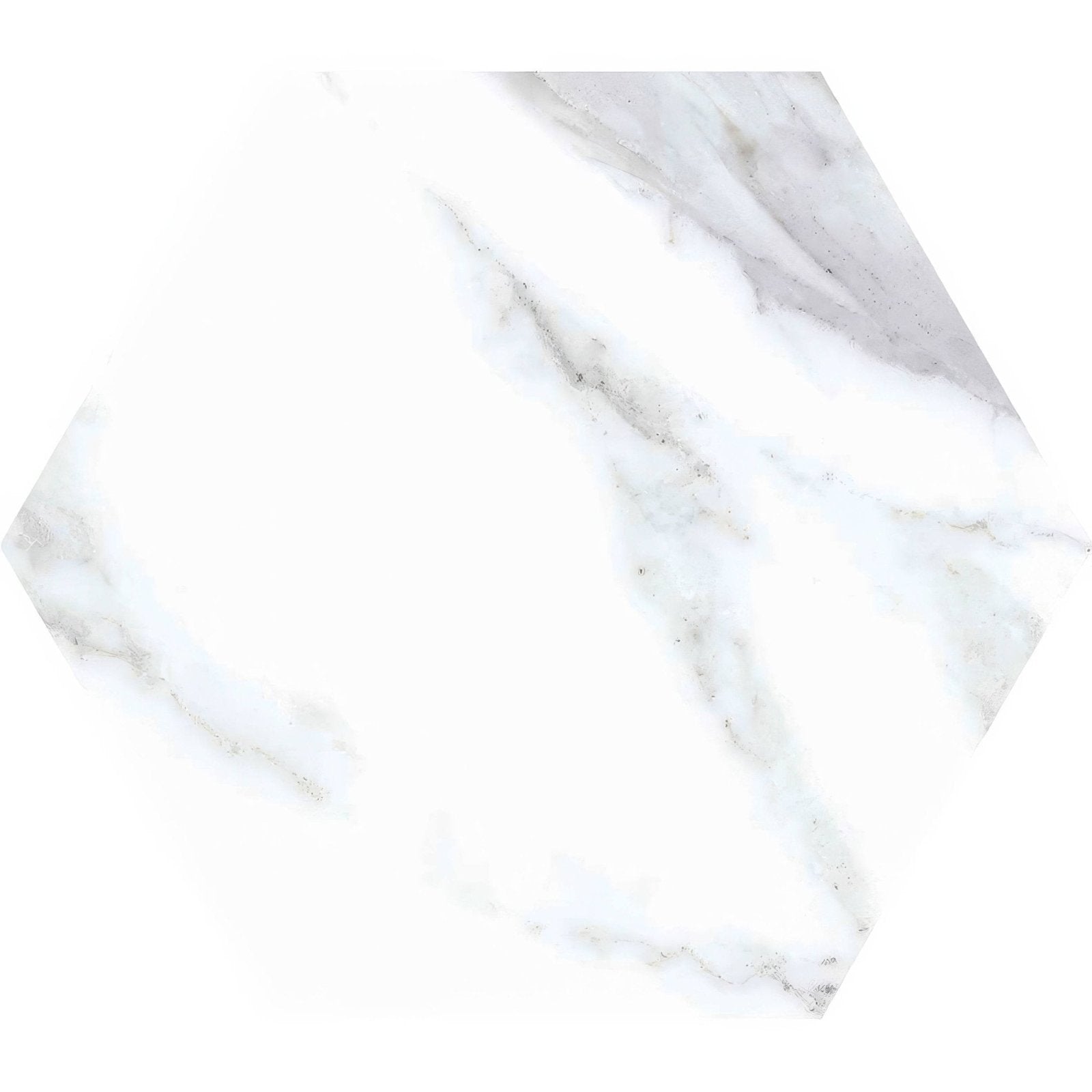 White marble hexagon porcelain tile with subtle gray veining in white marble for elegant flooring and wall design