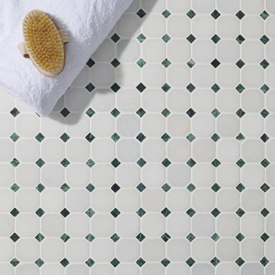 White Octagon 4.8 Venetian Mosaics