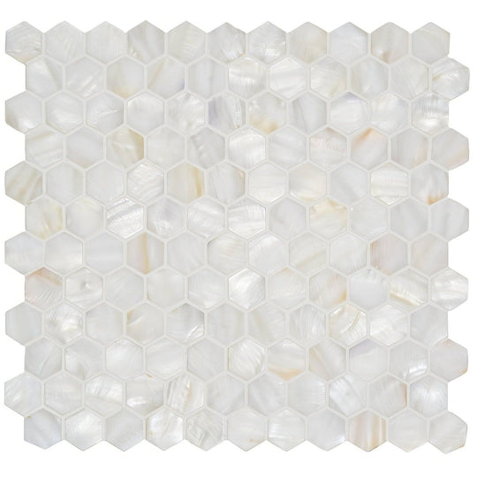 White Pearl Hexagon Shell Mosaic - alternate view