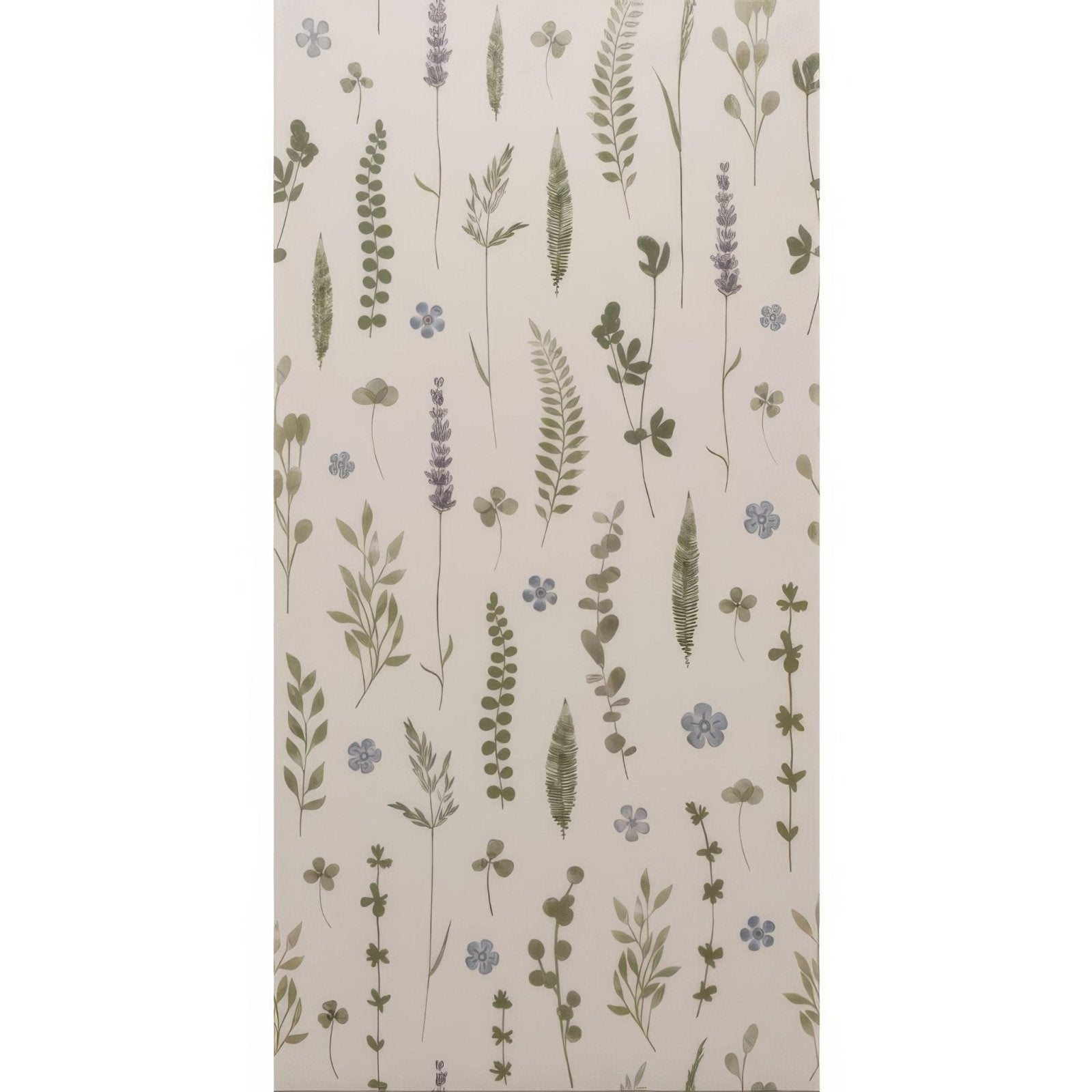 Wildflower violet 60x30cm beige wallpaper with delicate green and purple botanical illustrations pattern