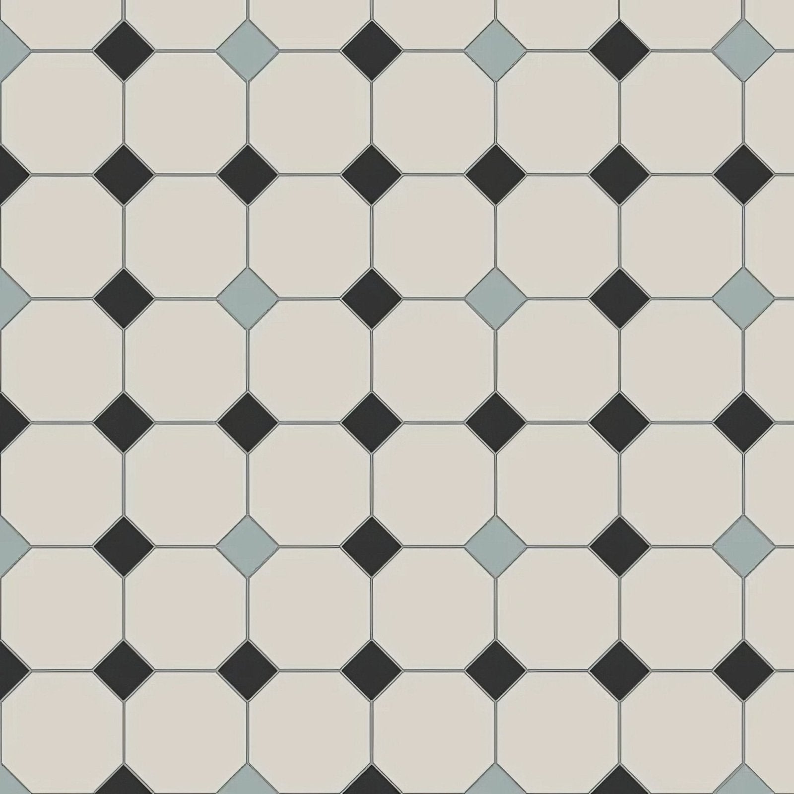 Beige and black diamond-patterned vintage-style floor tile york black grey and dover white for home flooring