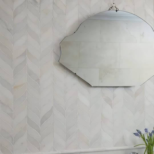 Zen Marble Leaf Mosaic Wall & Floor Tile 38x32.8cm - alternate view