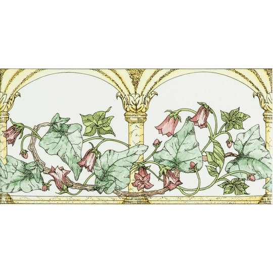 Arch And Ivy Pink Classical Decorative Border on Brilliant White - alternate view