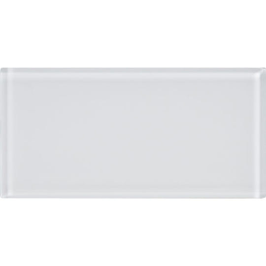 White rectangular glass tile arctic clear glass 200 x 98mm with smooth glossy finish for wall and backsplash use