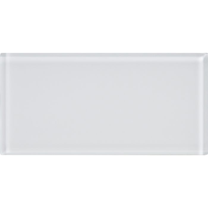 White rectangular glass tile arctic clear glass 200 x 98mm with smooth glossy finish for wall and backsplash use