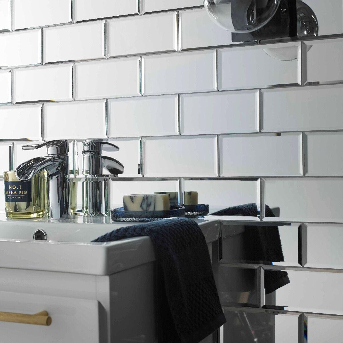 Bevel Mirror Brick Mosaic