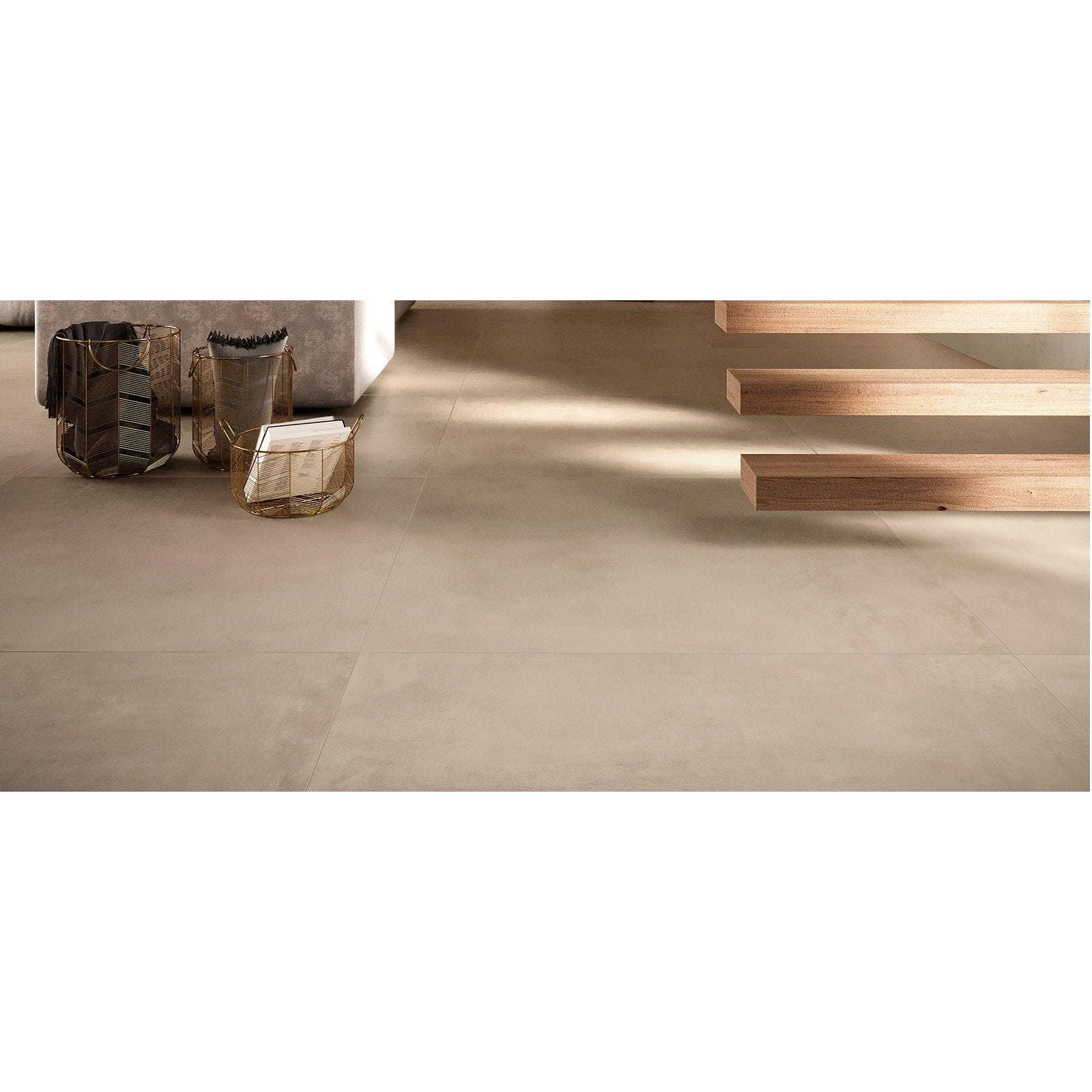 Beige matte finish ceramic floor tiles with subtle natural texture boost clay matt 60 x 60cm design