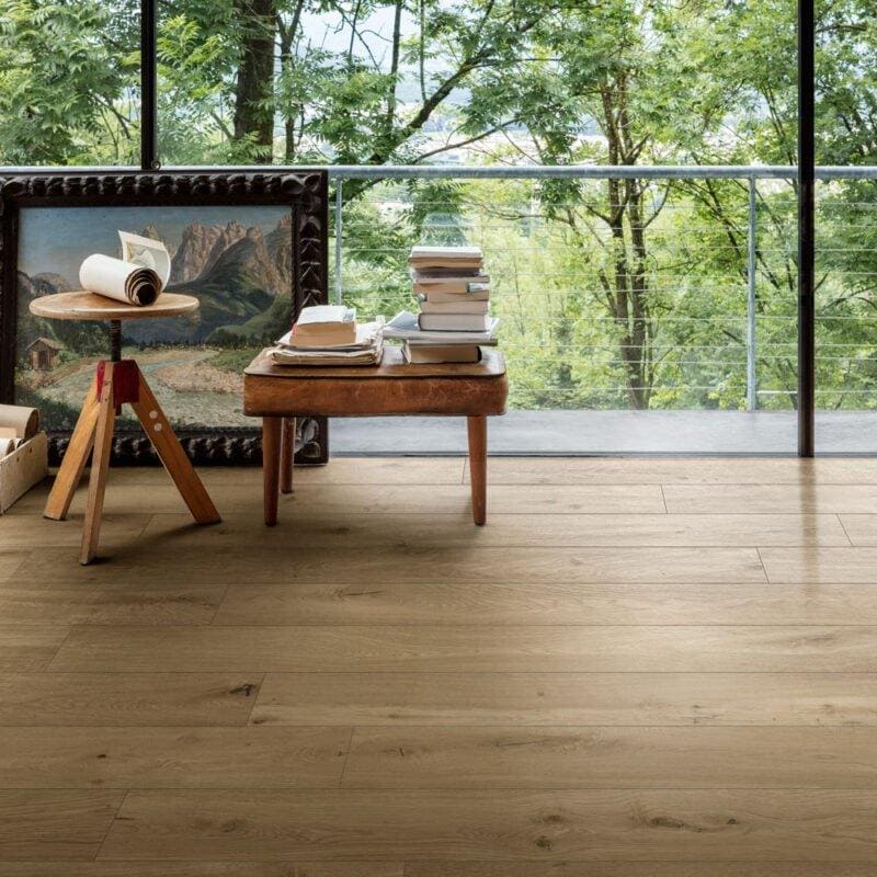 Light brown wooden floor Canaiolo Natural with natural grain pattern and subtle knots