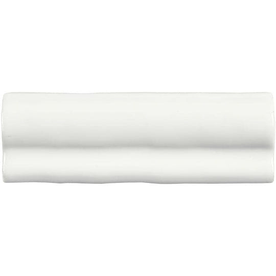 China white torus moulding white ceramic tile with smooth glossy finish and subtle wavy ridges along its length