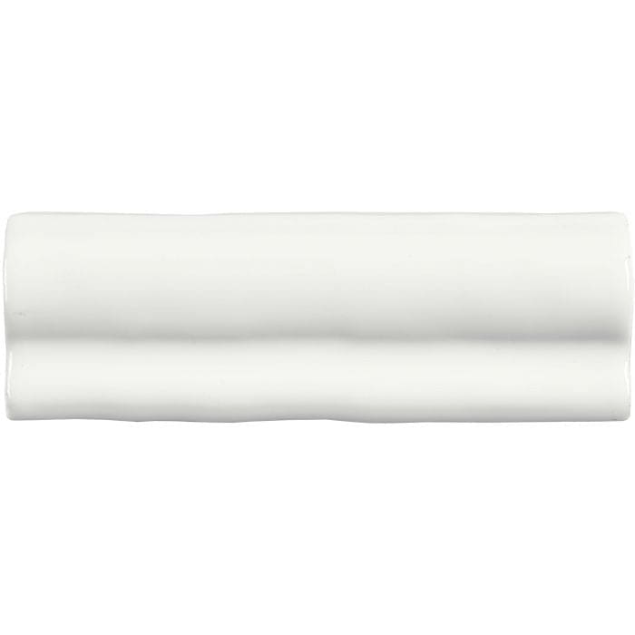 China white torus moulding white ceramic tile with smooth glossy finish and subtle wavy ridges along its length