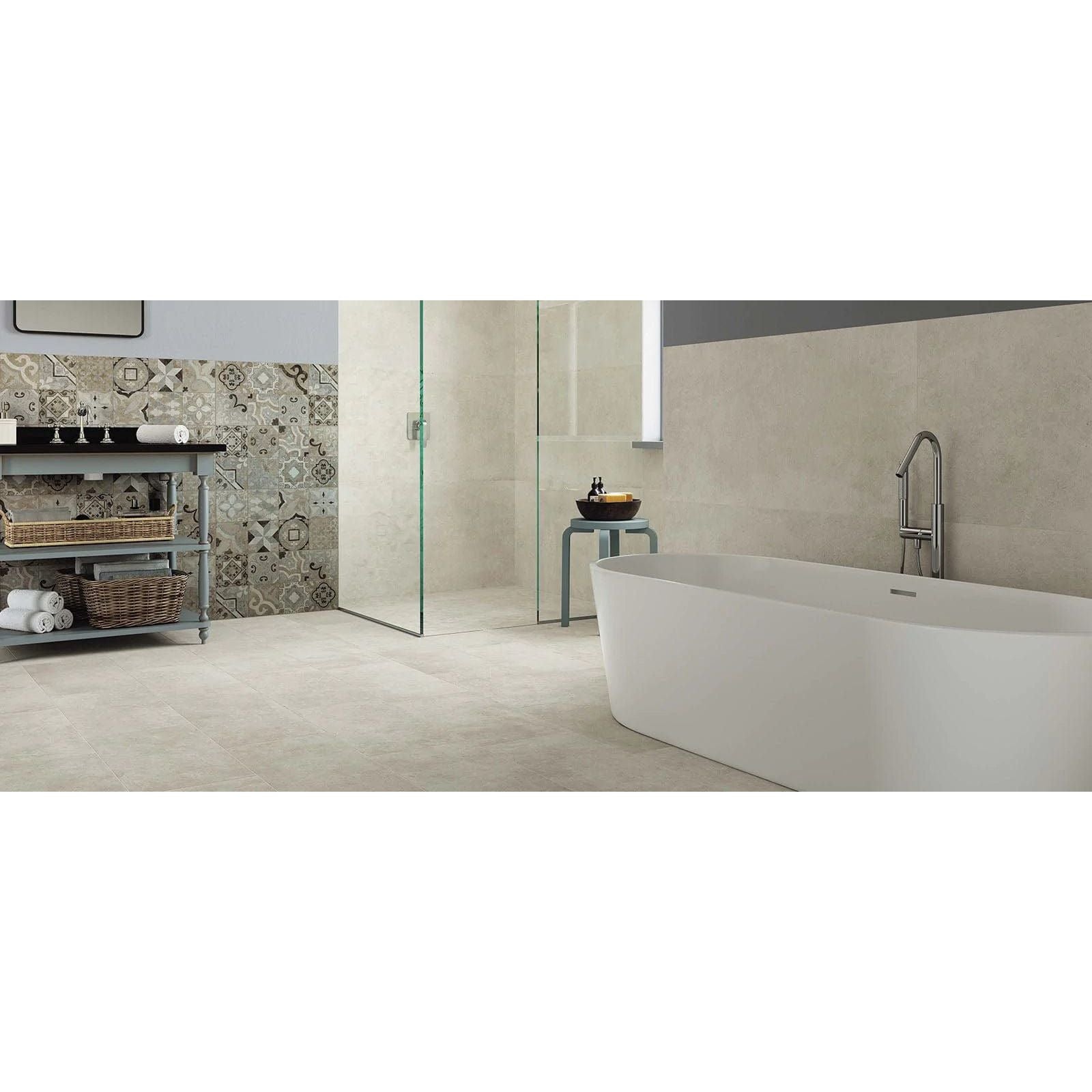 Modern freestanding white bathtub with sleek minimalist design in codec white matt 30 x 60cm size