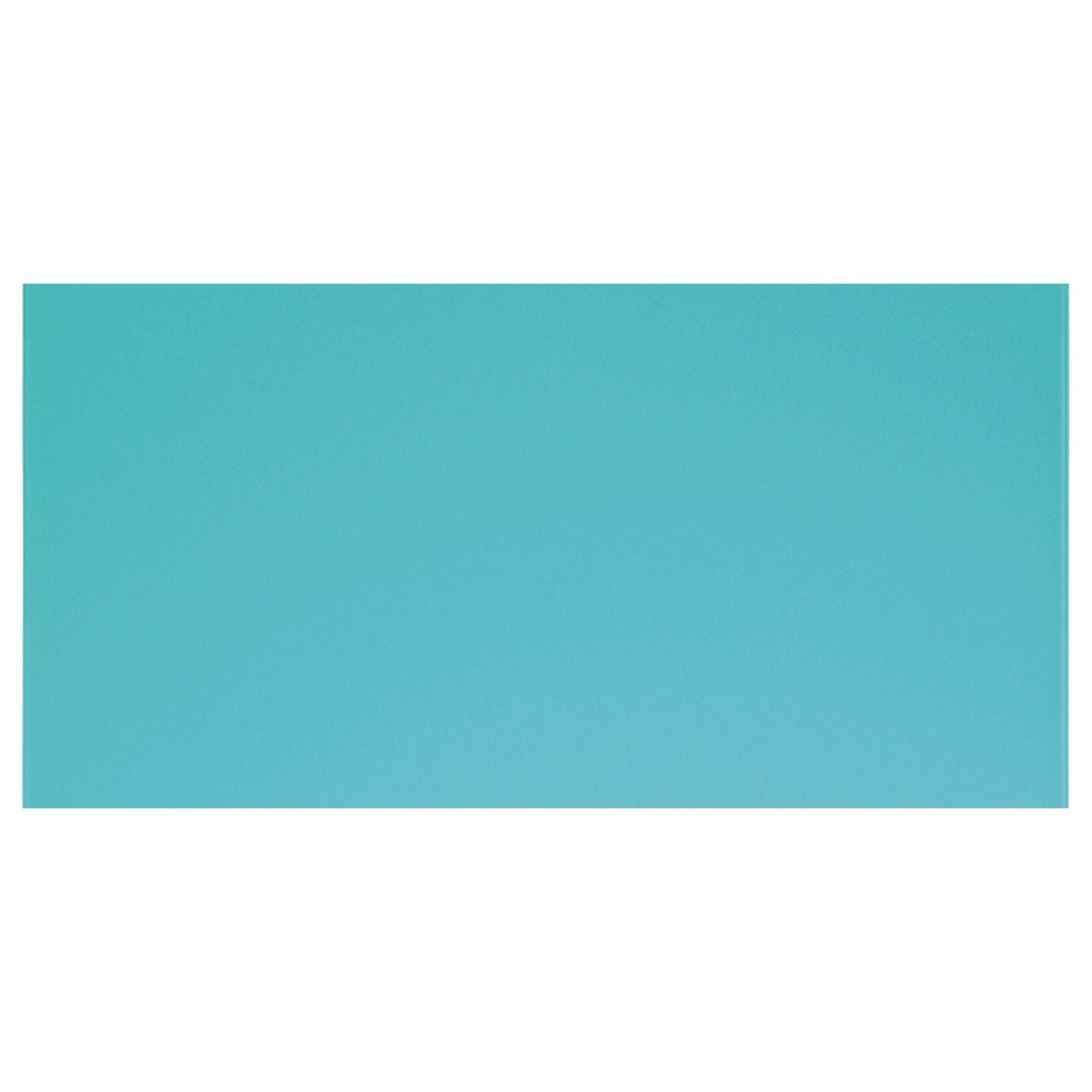 Solid teal rectangular colorado clear glass tile 600 x 300mm with smooth glossy finish for wall or floor use