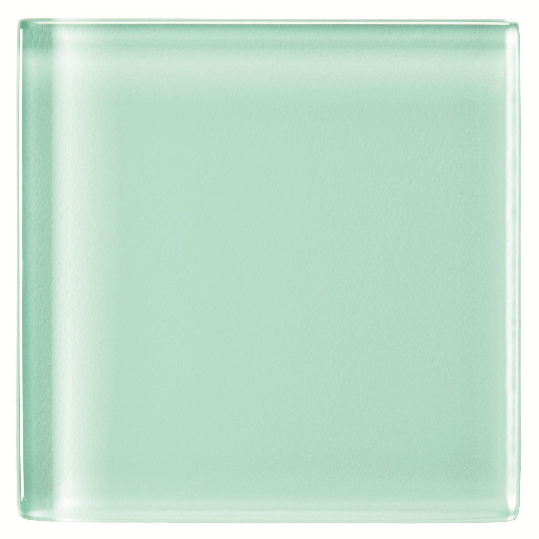 Columbia clear glass tile 100 x 100mm translucent mint-green with smooth rounded edges and subtle sheen