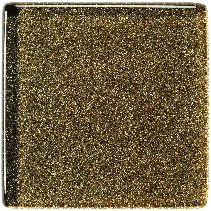 A square delphinus constellation glass tile with shimmering gold glitter finish and dark brown base 100 x 100mm