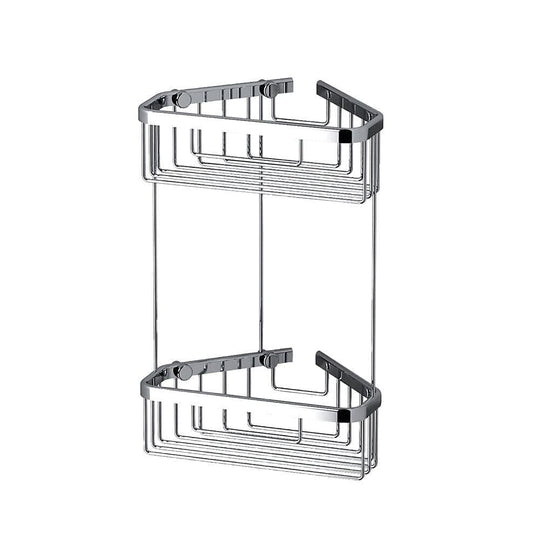 Double corner shower basket chrome with chrome finish wire mesh baskets and sturdy mounting brackets for bathroom storage