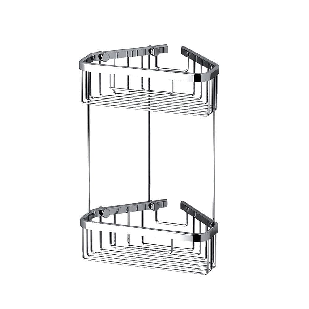 Double corner shower basket chrome with chrome finish wire mesh baskets and sturdy mounting brackets for bathroom storage