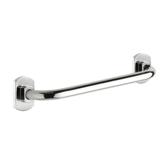 Edera grab bar 35cm chrome with chrome-finished metal, sleek curved design, and rectangular mounting plates