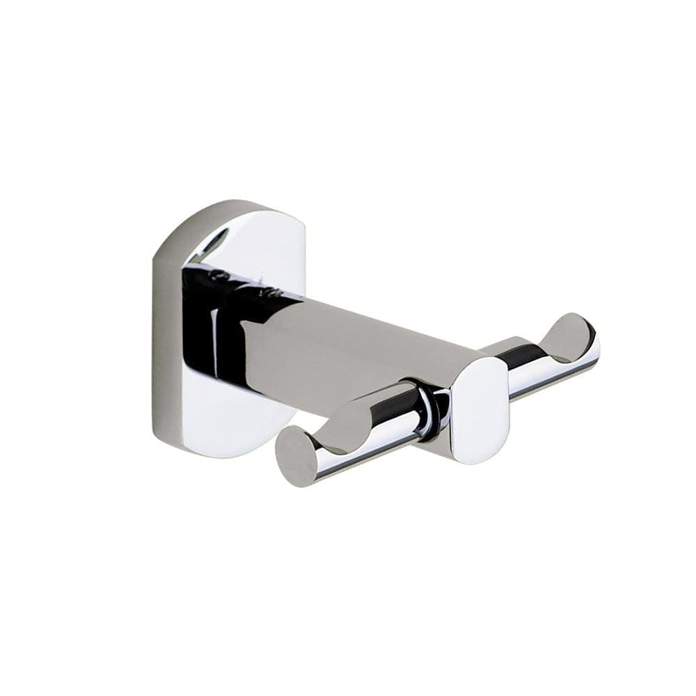 Edera plus double hook chrome with chrome finish and sleek modern design for robe or towel hanging