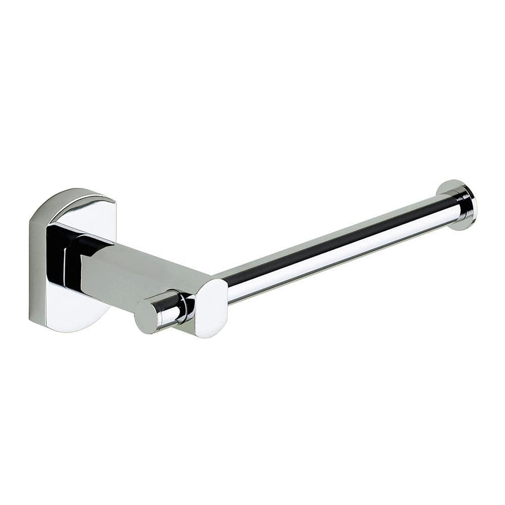 Edera plus open toilet roll holder in chrome with a sleek modern design and square wall-mounted bracket