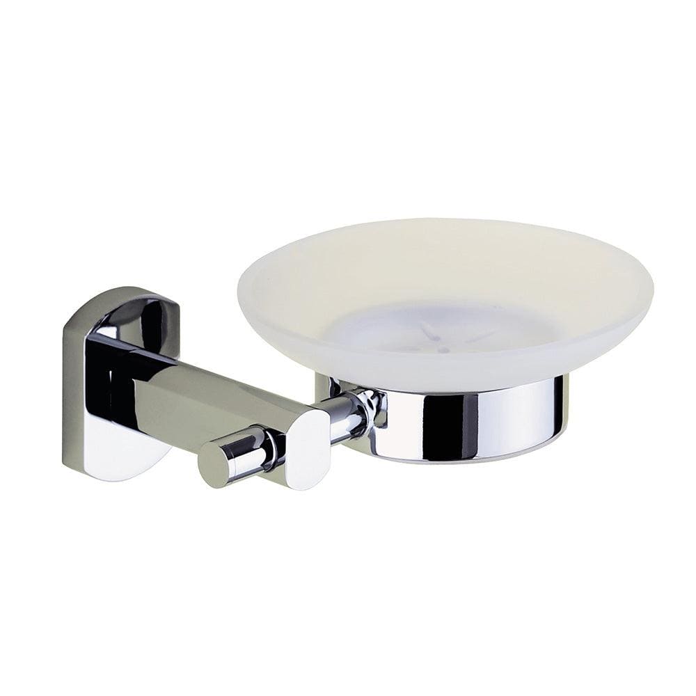 Edera plus soap dish chrome with wall-mounted chrome finish and frosted glass bowl for bathroom use