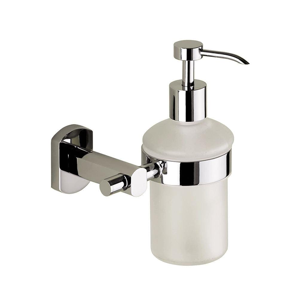 Edera Plus soap dispenser chrome wall-mounted with frosted glass body and sleek modern design