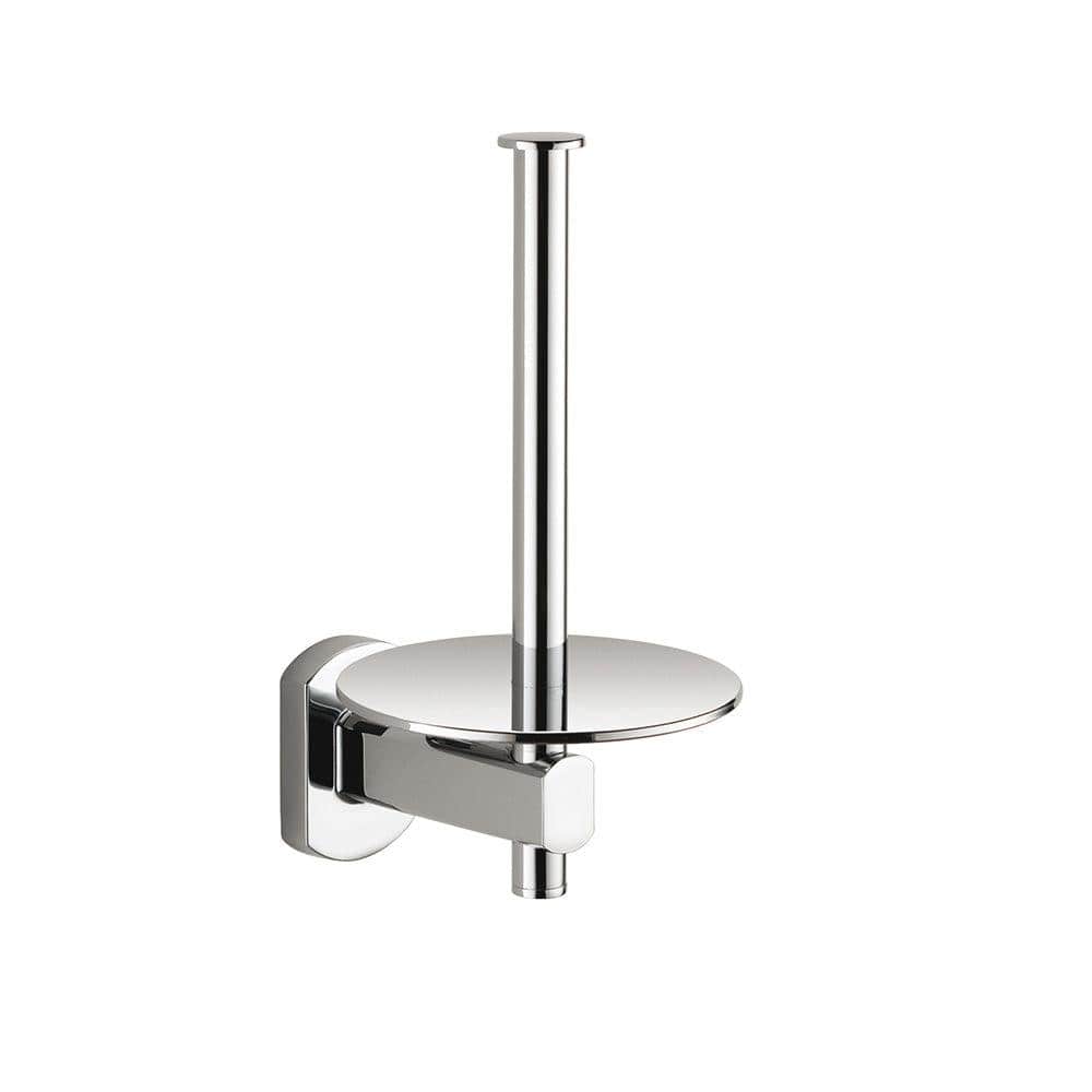 Edera Plus spare roll holder chrome with chrome finish wall-mounted toilet paper holder and integrated circular tray