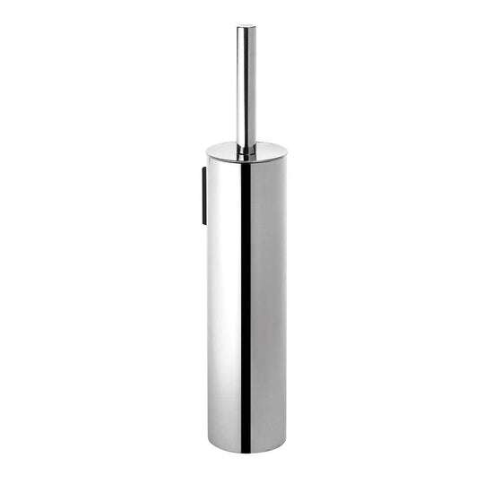 Edera WC brush set wall mounted chrome finished cylindrical toilet brush holder with matching sleek handle