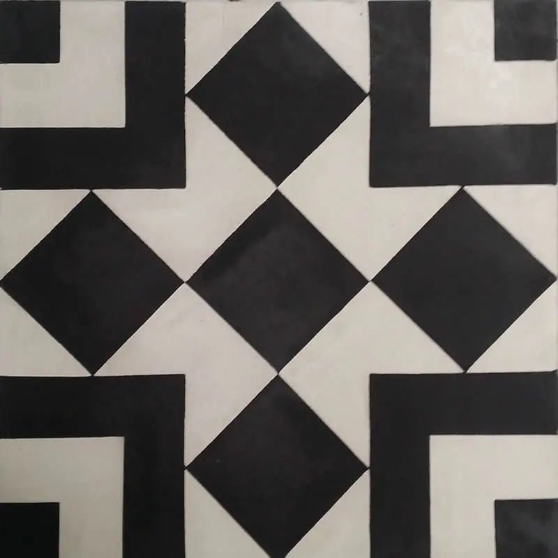 Encaustic Cement Balboa Black &amp; White - Hyperion Tiles