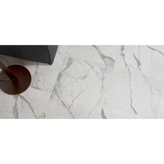 Energy stone superiore statuario white marble-effect floor tiles with subtle gray veining 30 x 60cm