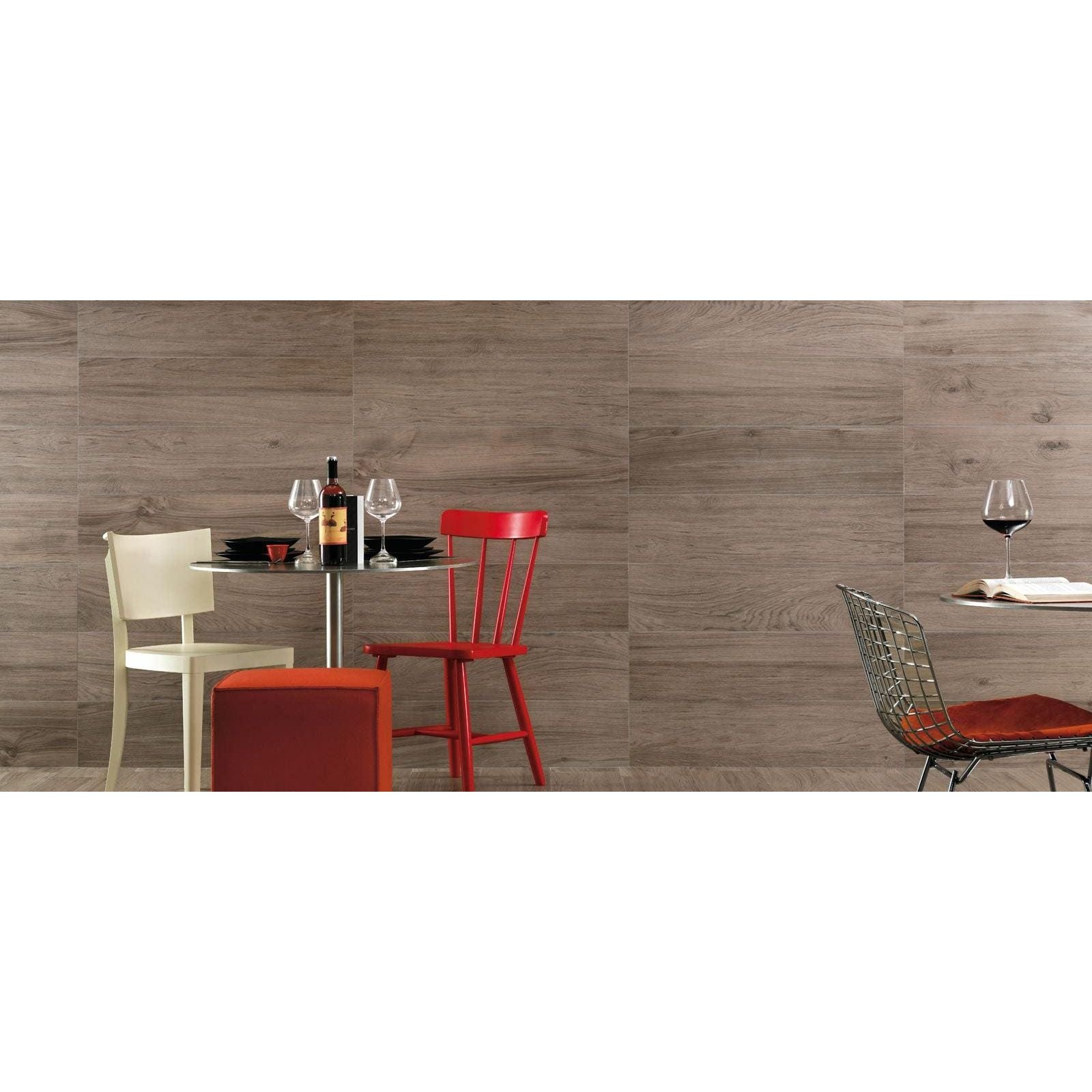 Gray wood-grain textured wall tiles eti rovere grigio matt feature matte finish for modern interior design