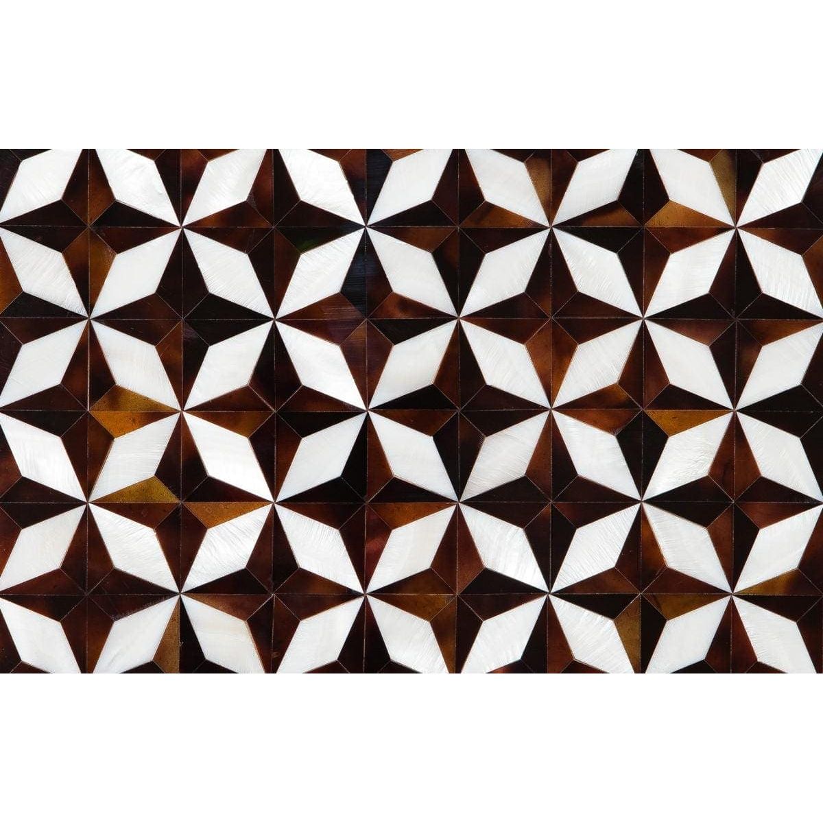 Feature panel starlink geometric tile with white and dark brown repeating star pattern for wall decoration