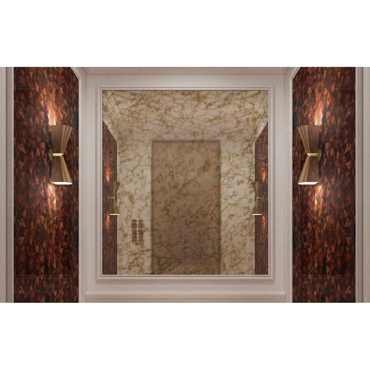 Feature Panel Whisper mosaic panel beside a white framed mirror in a hallway