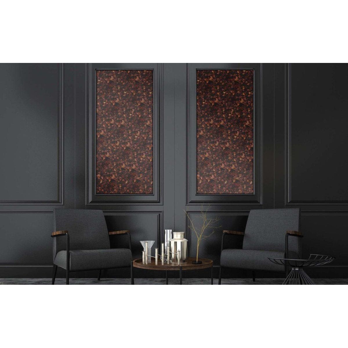 Feature Panel Whisper mosaic panel with dark grey upholstered armchairs