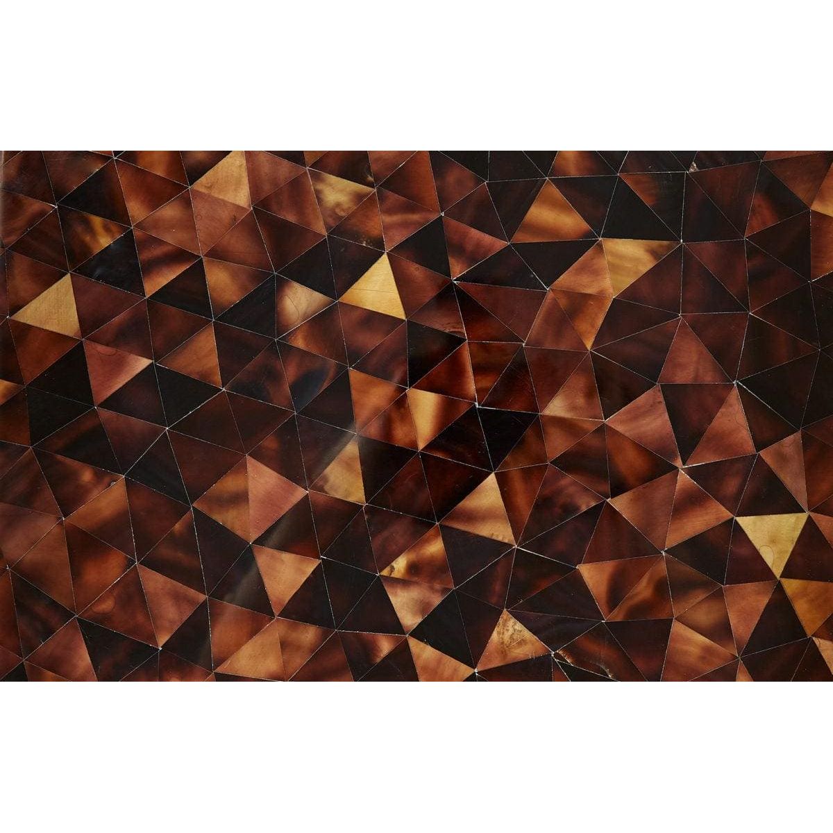 Feature panel whisper mosaic with glossy iridescent triangular pieces in amber brown and black tones