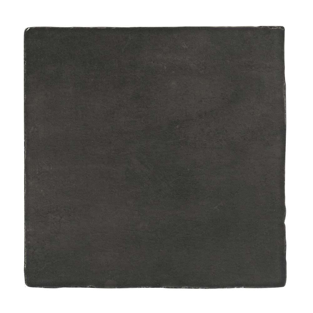 Dark gray slate coaster with rustic uneven edge and matte finish paired with flash graphite gloss ceramic wall tile 130x130mm