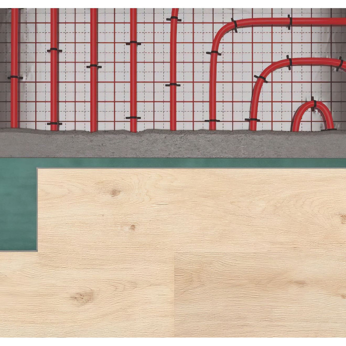 Light-colored wood-plank flooring with natural grain pattern showcasing floorify performance underlay quality